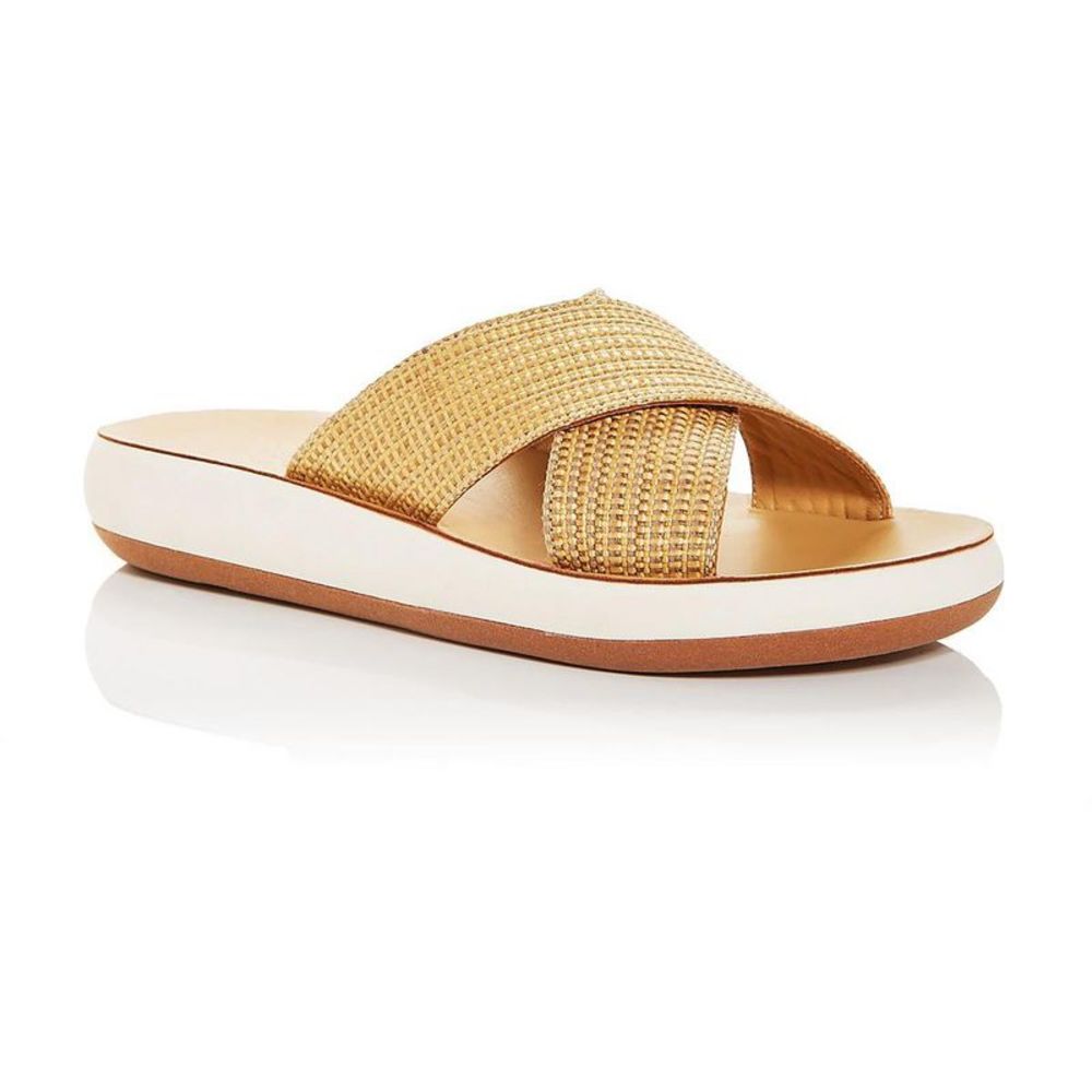 Ancient Greek Sandals Womens Thais Comfort Raffia Tan Slide Sandals Shoes